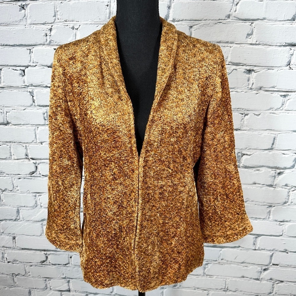 Vtg St. John Couture Heathered Honey 3/4 Sleeve Jacket Blazer Size 12 Designer